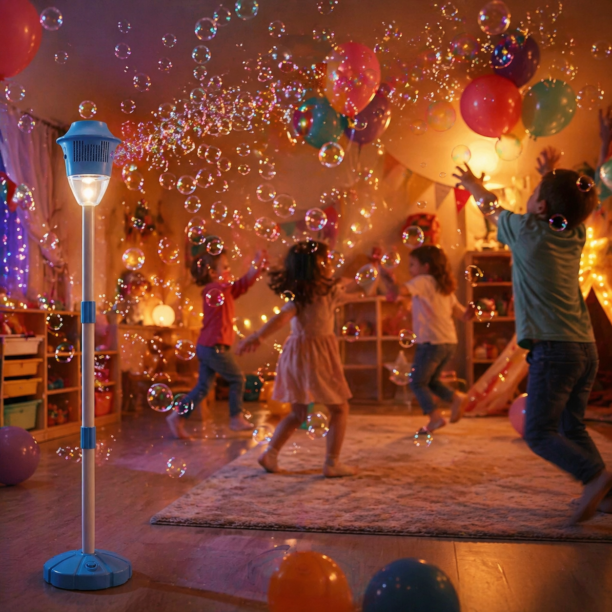Enfants jouant avec Magibulle pendant une fête